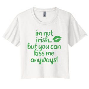 Plus Size St Patrick's Day Shirt, I'm Not Irish But You Can Kiss Me Anyway Women's Crop Top Tee