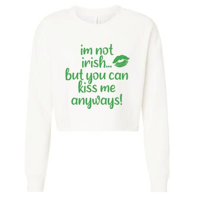 Plus Size St Patrick's Day Shirt, I'm Not Irish But You Can Kiss Me Anyway Cropped Pullover Crew