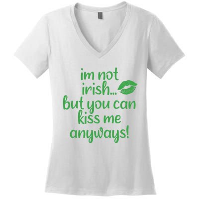 Plus Size St Patrick's Day Shirt, I'm Not Irish But You Can Kiss Me Anyway Women's V-Neck T-Shirt