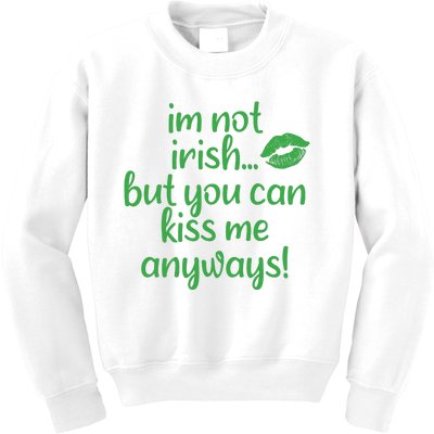 Plus Size St Patrick's Day Shirt, I'm Not Irish But You Can Kiss Me Anyway Kids Sweatshirt