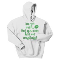 Plus Size St Patrick's Day Shirt, I'm Not Irish But You Can Kiss Me Anyway Kids Hoodie