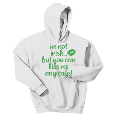 Plus Size St Patrick's Day Shirt, I'm Not Irish But You Can Kiss Me Anyway Kids Hoodie