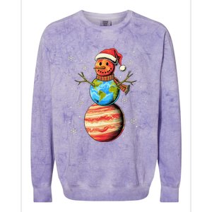 Planets Snowman Space Funny Christmas Astronomy For Colorblast Crewneck Sweatshirt