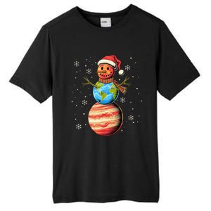 Planets Snowman Space Funny Christmas Astronomy For Tall Fusion ChromaSoft Performance T-Shirt