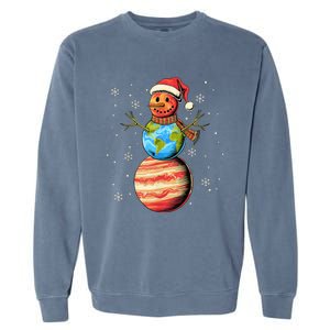 Planets Snowman Space Funny Christmas Astronomy For Garment-Dyed Sweatshirt