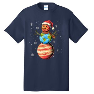 Planets Snowman Space Funny Christmas Astronomy For Tall T-Shirt