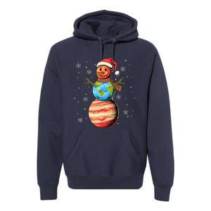 Planets Snowman Space Funny Christmas Astronomy For Premium Hoodie