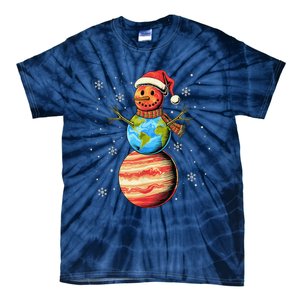 Planets Snowman Space Funny Christmas Astronomy For Tie-Dye T-Shirt