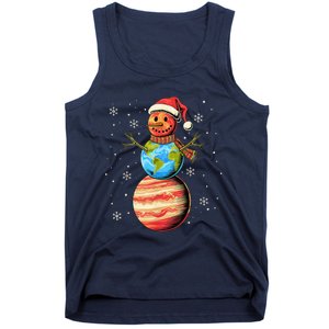 Planets Snowman Space Funny Christmas Astronomy For Tank Top