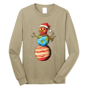 Planets Snowman Space Funny Christmas Astronomy For Long Sleeve Shirt