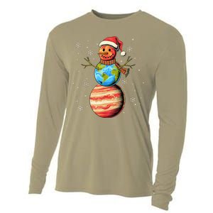 Planets Snowman Space Funny Christmas Astronomy For Cooling Performance Long Sleeve Crew