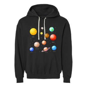 Planets Solar System Science Astronomy Space Lovers Garment-Dyed Fleece Hoodie