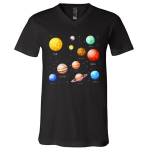 Planets Solar System Science Astronomy Space Lovers V-Neck T-Shirt