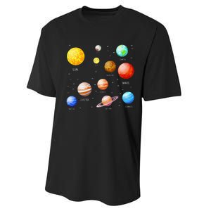 Planets Solar System Science Astronomy Space Lovers Performance Sprint T-Shirt