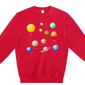 Planets Solar System Science Astronomy Space Lovers Premium Crewneck Sweatshirt