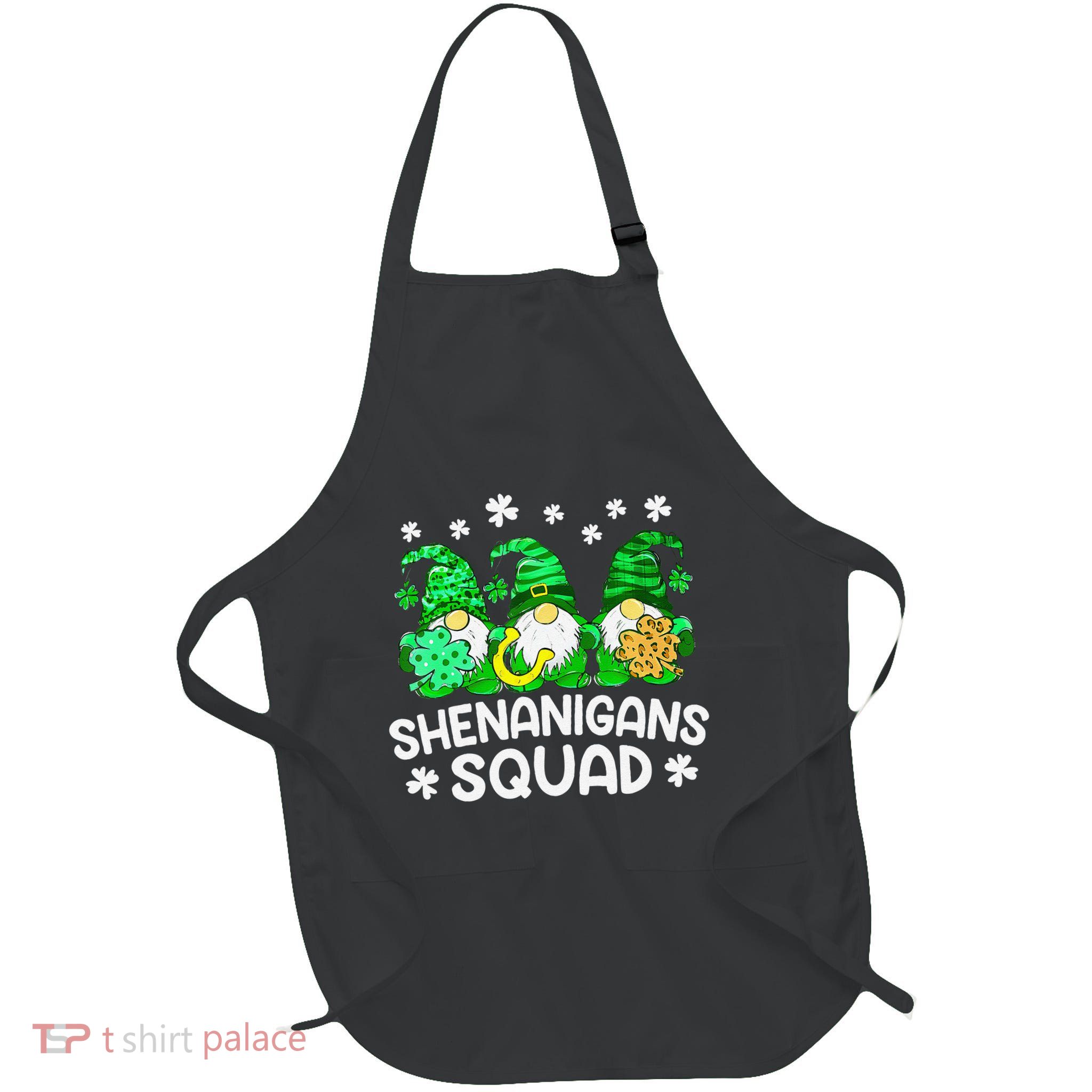 Patrick Shenanigans Squad Gnomes Funny St Patricks Day Full-Length Apron With Pockets