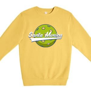 Pickleball Swoosh Santa Monica Ca Gift Premium Crewneck Sweatshirt