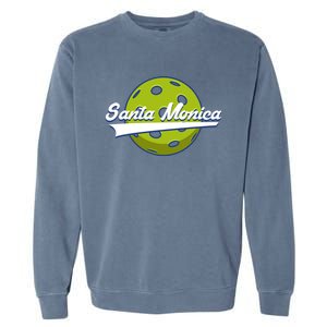 Pickleball Swoosh Santa Monica Ca Gift Garment-Dyed Sweatshirt