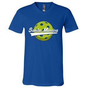 Pickleball Swoosh Santa Monica Ca Gift V-Neck T-Shirt