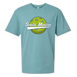 Pickleball Swoosh Santa Monica Ca Gift Sueded Cloud Jersey T-Shirt