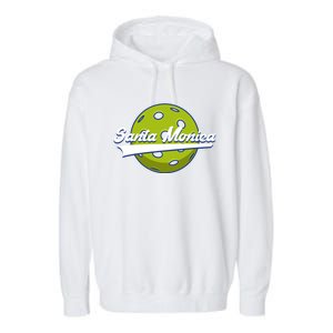 Pickleball Swoosh Santa Monica Ca Gift Garment-Dyed Fleece Hoodie