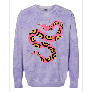 Pink Snake Sky Herpetologist Reptile Python Lover Colorblast Crewneck Sweatshirt