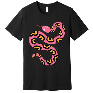 Pink Snake Sky Herpetologist Reptile Python Lover Premium T-Shirt