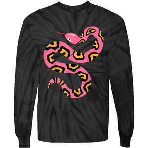 Pink Snake Sky Herpetologist Reptile Python Lover Tie-Dye Long Sleeve Shirt