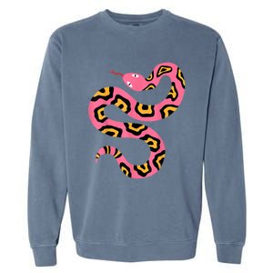 Pink Snake Sky Herpetologist Reptile Python Lover Garment-Dyed Sweatshirt