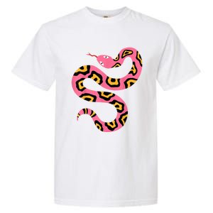 Pink Snake Sky Herpetologist Reptile Python Lover Garment-Dyed Heavyweight T-Shirt