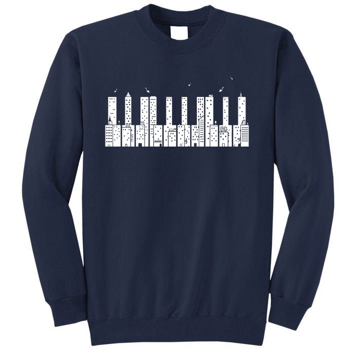 Piano Shirts Skyline Keyboard Music Tall Sweatshirt