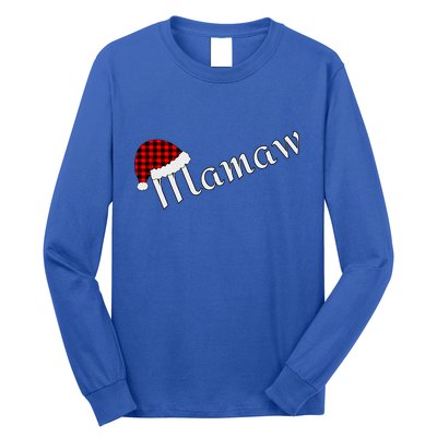 Plaid Santa Sleep Hat Mamaw Gift Long Sleeve Shirt