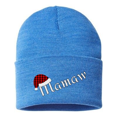 Plaid Santa Sleep Hat Mamaw Gift Sustainable Knit Beanie
