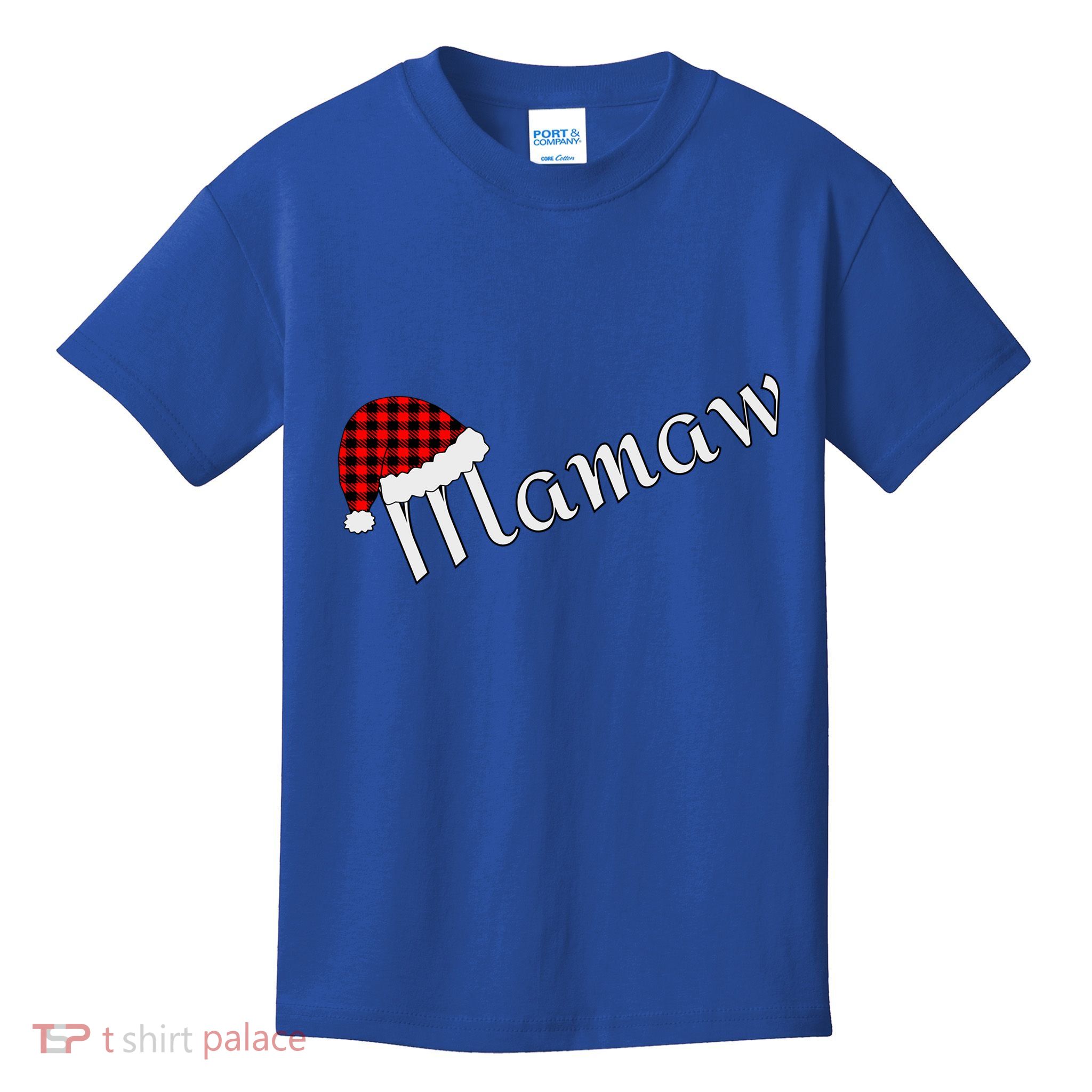 Plaid Santa Sleep Hat Mamaw Gift Kids T-Shirt