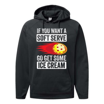 Pickleball Soft Serve Ice Cream Funny Pickleball Performance Fleece Hoodie