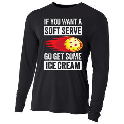 Pickleball Soft Serve Ice Cream Funny Pickleball Cooling Performance Long Sleeve Crew