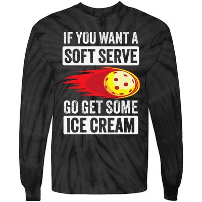 Pickleball Soft Serve Ice Cream Funny Pickleball Tie-Dye Long Sleeve Shirt