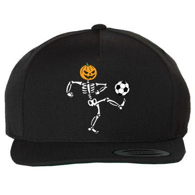 Pumpkin Skeleton Soccer Player Halloween Boy Soccer Wool Snapback Cap