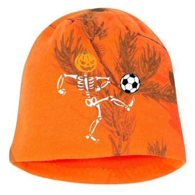 Pumpkin Skeleton Soccer Player Halloween Boy Soccer Kati - Camo Knit Beanie