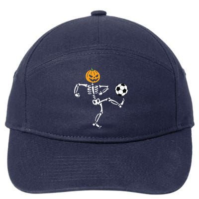 Pumpkin Skeleton Soccer Player Halloween Boy Soccer 7-Panel Snapback Hat