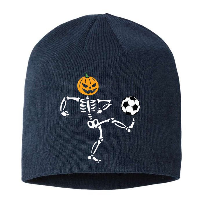 Pumpkin Skeleton Soccer Player Halloween Boy Soccer Sustainable Beanie