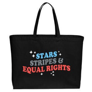 Patriotic Stars Stripes And Equal Rights 4th Of July Gift Cotton Canvas Jumbo Tote