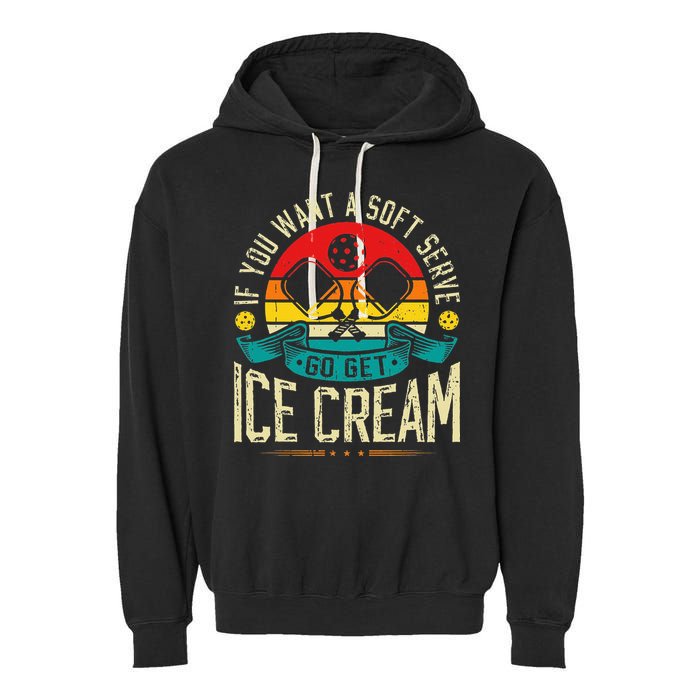 Pickleball Soft Serve Ice Cream Pickleball Player Garment-Dyed Fleece Hoodie