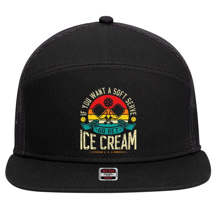 Pickleball Soft Serve Ice Cream Pickleball Player 7 Panel Mesh Trucker Snapback Hat
