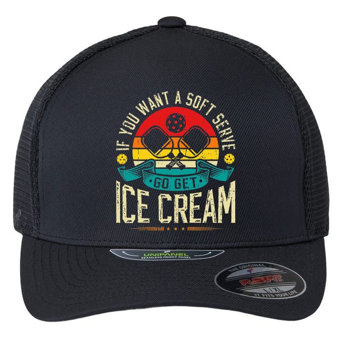 Pickleball Soft Serve Ice Cream Pickleball Player Flexfit Unipanel Trucker Cap