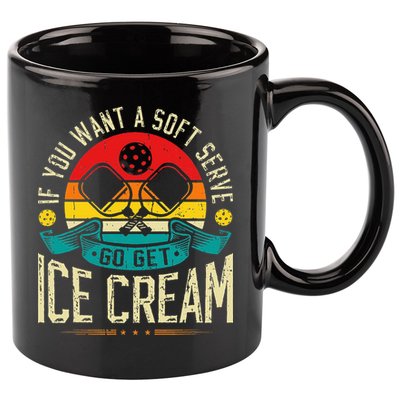 Pickleball Soft Serve Ice Cream Pickleball Player 11oz C Handle Ceramic Mug