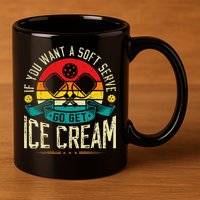 Pickleball Soft Serve Ice Cream Pickleball Player 11oz C Handle Ceramic Mug