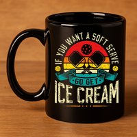 Pickleball Soft Serve Ice Cream Pickleball Player 11oz C Handle Ceramic Mug