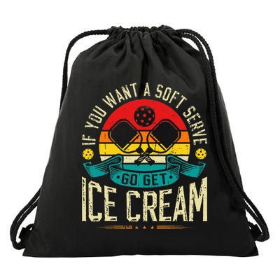 Pickleball Soft Serve Ice Cream Pickleball Player Drawstring Bag