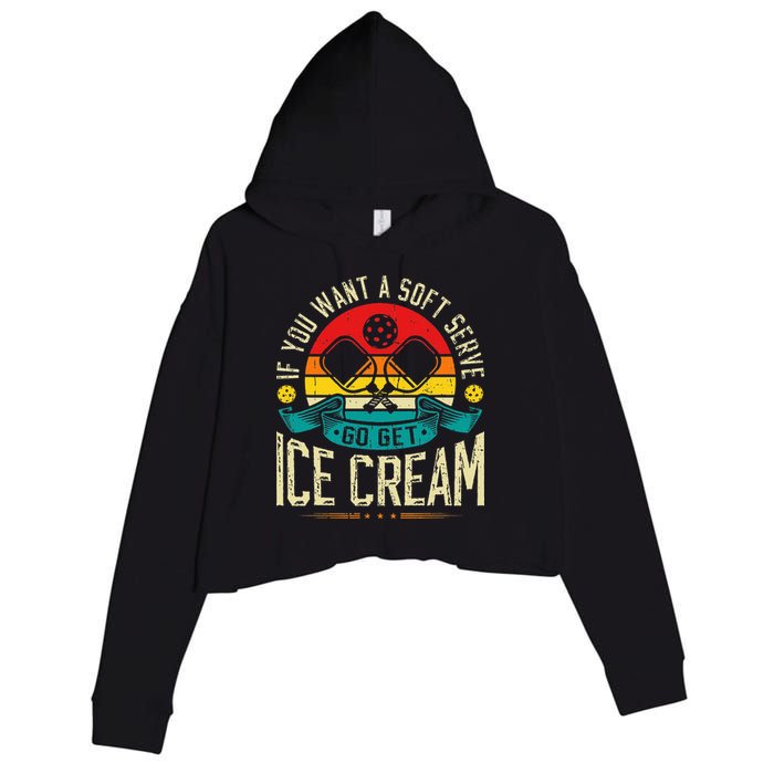 Pickleball Soft Serve Ice Cream Pickleball Player Crop Fleece Hoodie